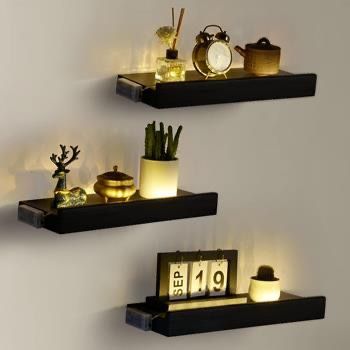 Floating Shelves with Invisible Brackets & Strip Lights