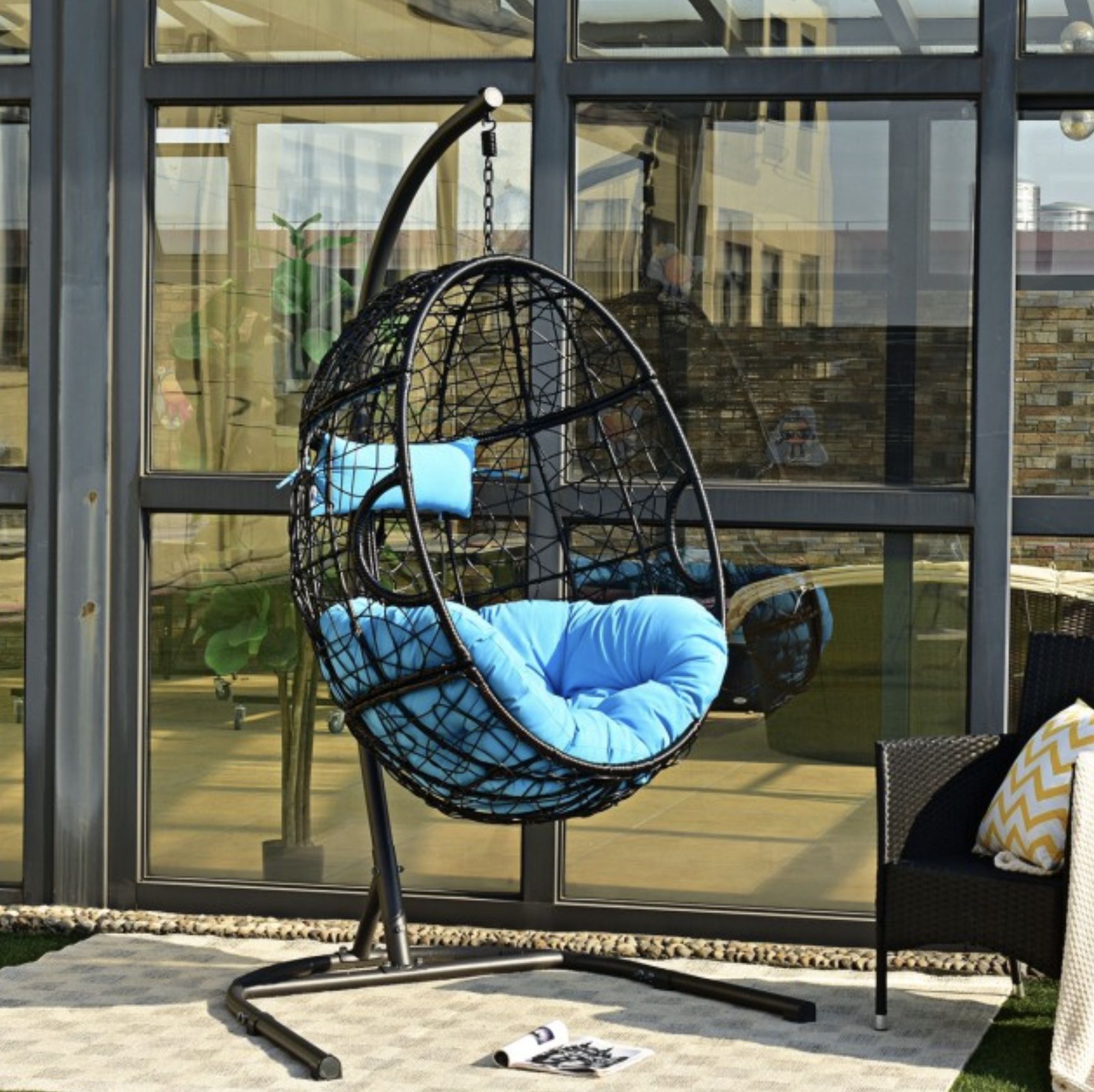 Patio Hanging Hammock Chair With Stand For Deck Poolside Garden 