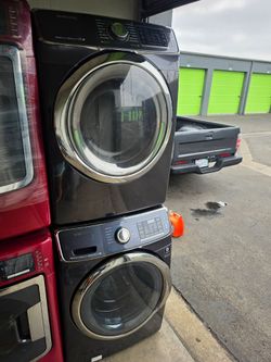 SAMSUNG POWERFOAM STEAM FRONT LOAD WASHER AND GAS DRYER SET
