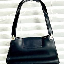 **VINTAGE** Nine West Shoulder Purse/Bag - Black Vegan Leather - Double Strap