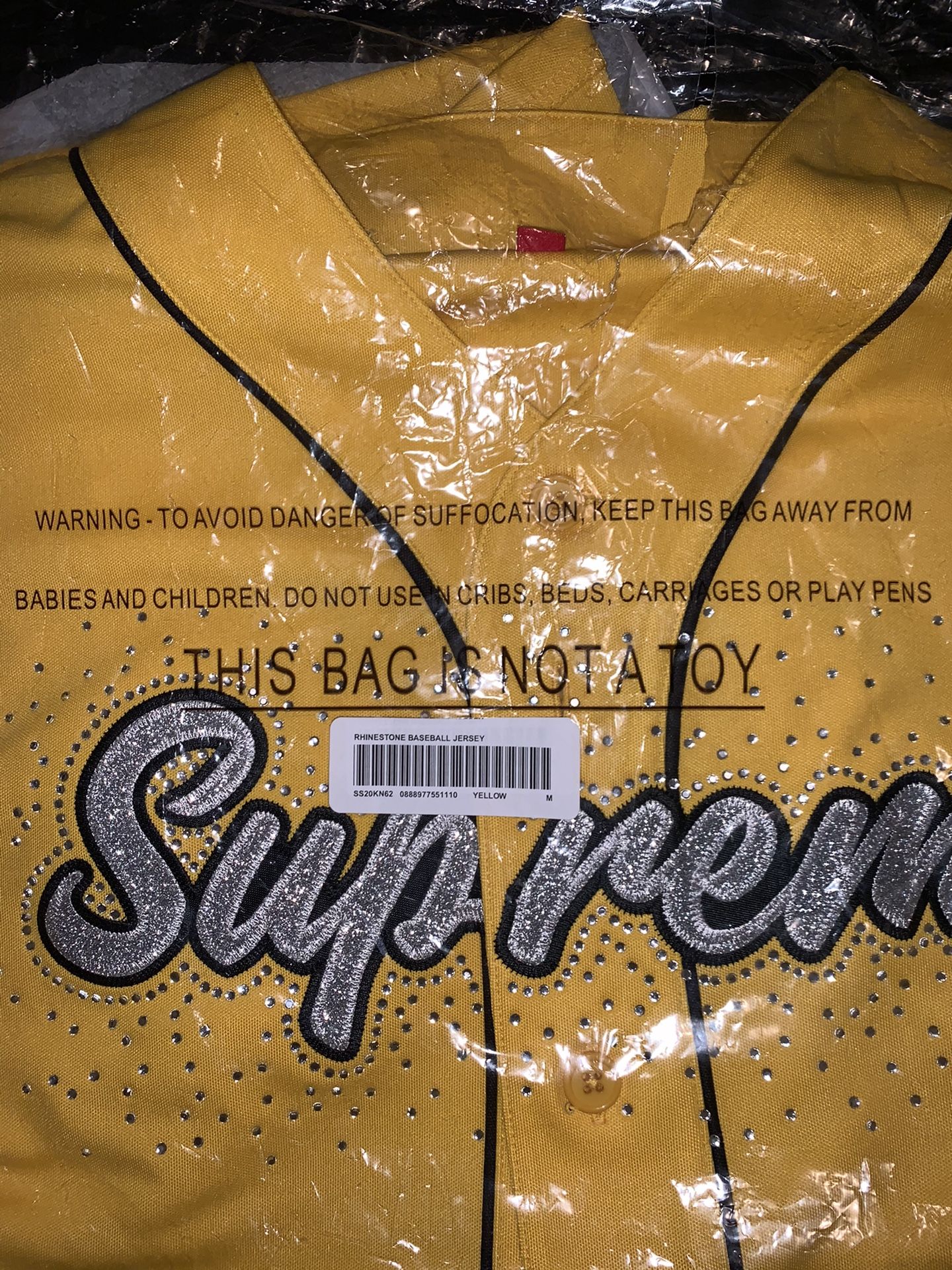 Supreme Rhinestone Baseball Jersey Yellow for Sale in San Antonio