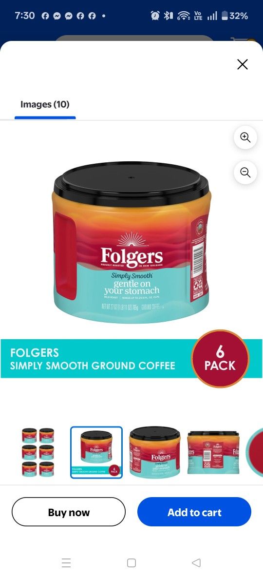 Folgers Simply Smooth Ground Coffee 6 Pack 27oz