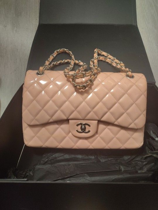 Channel Baby Palm Pink Patent Leather M Medium Size Bag