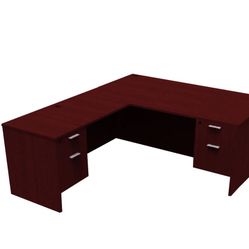 Tiger Mahogany Executive L-Shaped Desk