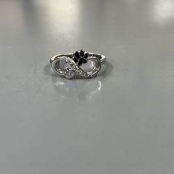 Sterling Silver Pet Memorial Infinity Heart Ring - Size 9