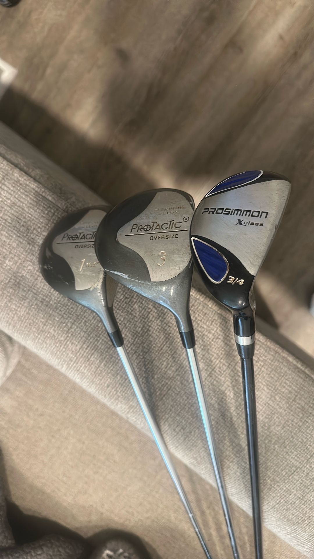 3 USED Golf Clubs - 1 Wood, 3 Wood, 3/4 Hybrid