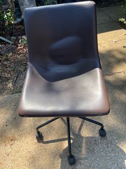 Brown Leather Office Chair with Casters
