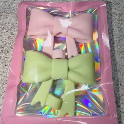 Jumbo Bow Straw Toppers 2 Piece Set Oversized Pink Green Tumbler Accessories