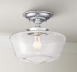 Schoolhouse Floating 12"W Chrome Clear Glass Ceiling Light
