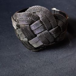 Silver Tone Mesh Cuff Bracelet