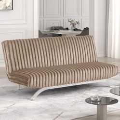 Brown Corduroy Futon Sofá Bed Chrome Legs Brand New In Box Firm Price $299 Futon Sofa Bed71"W X 34"D X 31.5"H 