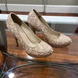 Spring -  White and Beige High Heels