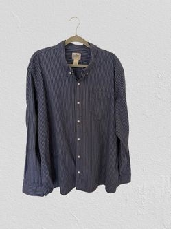 L.L.Bean Mens Shirt Blue Striped Pocket Button Up Slightly Fitted, Sz XXXL-Reg