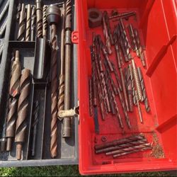 Toolbox With Many Heavy Duty Drill Bits And SnapOn Extension 