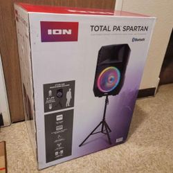 USED ION Total PA Spartan High Powered Speaker System With Lights, Stand And Microphone