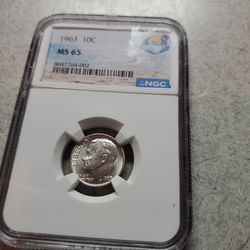 1963 Roosevelt  dime MS 65