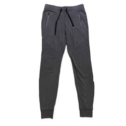 Alo Yoga Urban Moto Jogger Sweatpants Black Tapered Zip Pockets ribbed Athleisure size s 