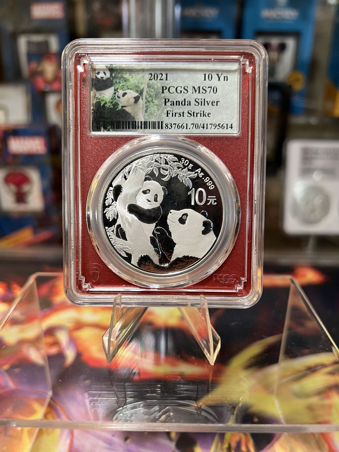 2021 China Silver Panda 30 Gram PCGS MS-70 First Strike Red Core