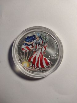 1999 Painted American Silver Eagle 1 Oz ounce