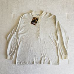 Vtg NWT! OshKoshB'Gosh Women 1/2 Button Long Sleeve Flannel-Feel Shirt (M) Ivory