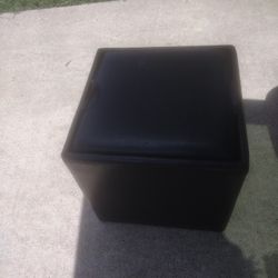 BROWN FAUX LEATHER FOOT STOOL W/EXTRA STOOL