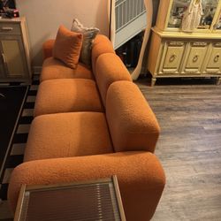 Like New Orange Convertible Modular Sectional Sofa