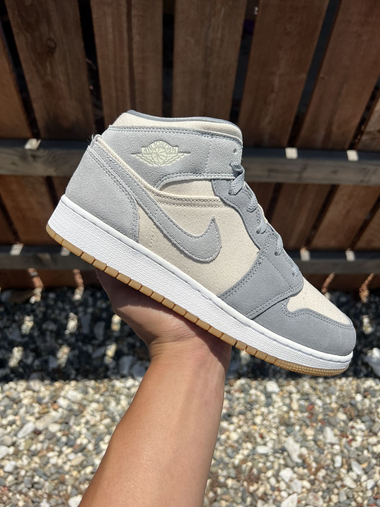 Jordan 1 Mid Coconut Milk Particle Grey (Size 5.5Y)