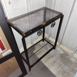 Steel Aquarium Stand/end Table With Glass Panel