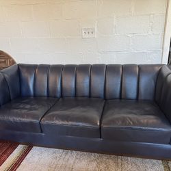 Blue Leather Couch & Chair
