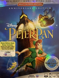 Disney’s PETER PAN Anniversary Edition (Blu-Ray + DVD + Digital-1953) NEW!