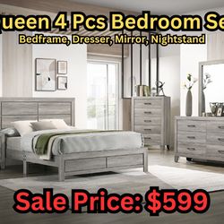 Queen 4 PCs Bedroom Set On A Special Price 