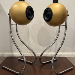 GALLO Acoustics Nucleus Solo Loudspeakers W/ Beautiful Chrome Barcelona Stands  