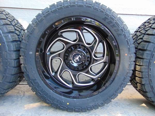 20X10 Black & Machined Rims & 285 50 20 Kenda Klever A/T Tires *6 lug* *FORD* CHEVY* *DODGE*