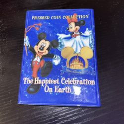 DISNEY HAPPIEST CELEBRATION ON EARTH PRESSED PENNY QUARTER COIN BOOK HOLDER