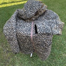 Leopard girls Jacket Fur Coat