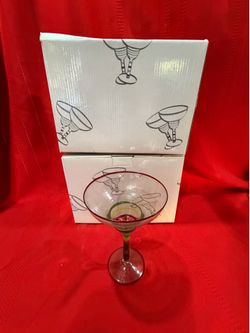 4 Margarita Glasses  With Color Steam