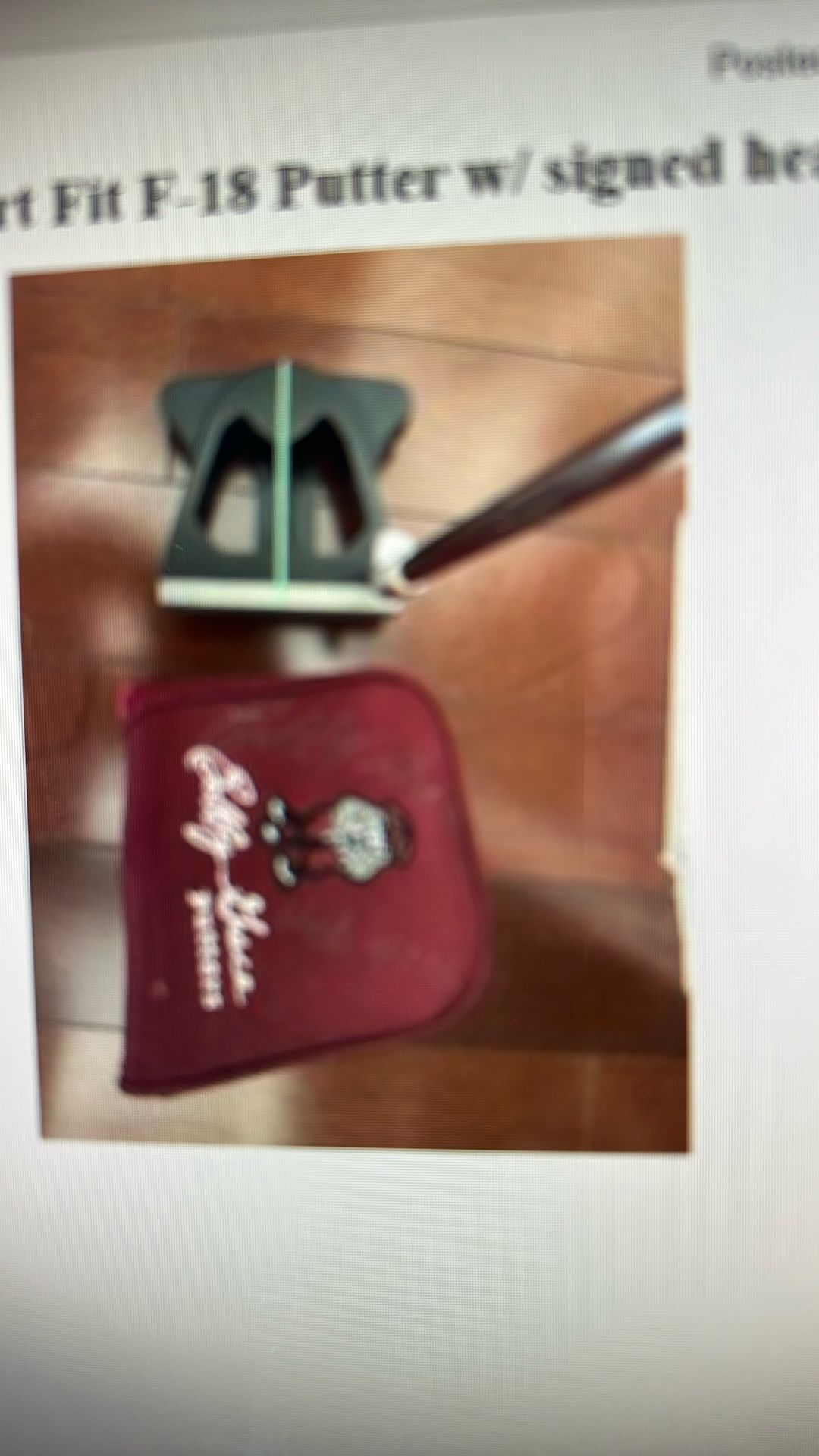 Bobby Grace smart fit F-18 putter with signed head cover