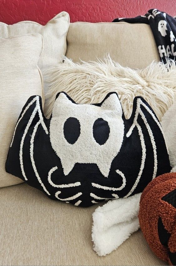 Halloween Skeleton Bat Decorative Pillow. Halloween Home Decor- 2 AVAILABLE 🦇🎃✨️