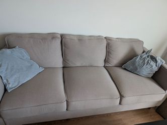 3-Seat Beige Fabric Sofa
