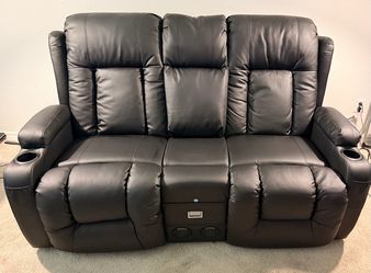 URRED Power Loveseat Recliner Sofa with Massage and Heat
