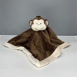 Tiddliwinks Monkey Plush Lovey Security Blanket Brown Cream 13"