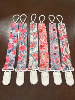 Floral Pacifier Clips Set of 6