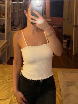 PacSun White Smocked Ruffle Cami