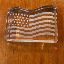 Val St Lambert Tiffany Crystal American Flag 