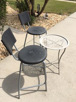 TWO STOOLS AND TABLE