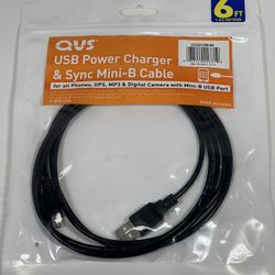 QVS USB Power Charger & Sync Mini B Cable