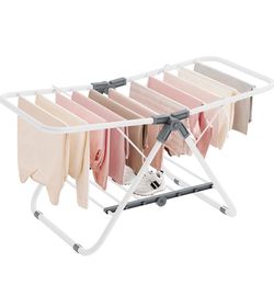 SONGMICS Small Clothes Drying Rack Foldable 2-Level Laundry Drying Rack - Cloud White