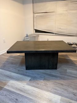 Dark Wood Pedestal Coffee/Living Room Table w/ Side Table