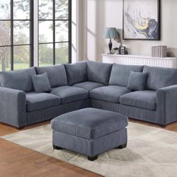 4-Piece Sectional Set
LAF Loveseat + RAF Loveseat + Corner Wedge + Cocktail Ottoman

Color: Dark Gray🔥 Sectional De 4 Piezas Color Gris Nuevo En Caja