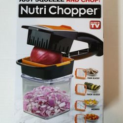 Nutri Chopper w/Storage Container ~ As Seen On TV ~ Just Squeeze & Chop. Condition is "New". Just Squeeze and Chop! * Thin Slices * Thick Slices *